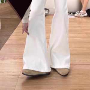 White bootcut jeans women's 2025 summer new slimming high-waisted loose non-leg stretch straight flared pants