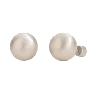 New fashion heavy industry silver brushed stud earrings women's light luxury retro niche design high-end spring and autumn ball necklace