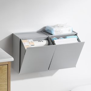 Wall-mounted storage box, non-perforated wall-mounted finishing box on the wall of the bathroom, sanitary napkin storage box for household bathroom