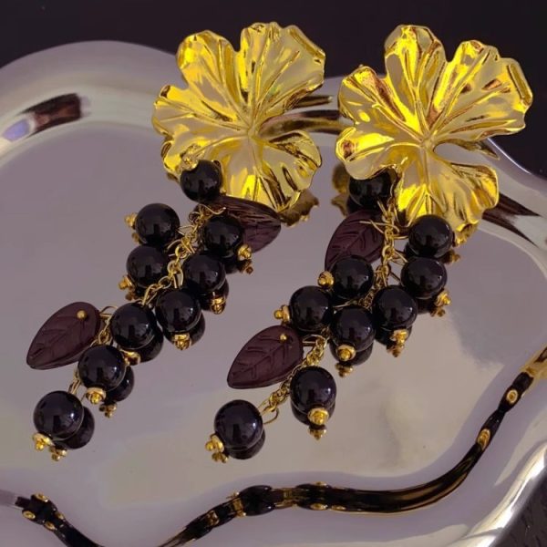 French retro flower tassel earrings exaggerated light luxury luxury niche design fairy temperament ins - Image 4