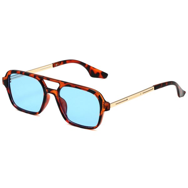 2024 New Korean Version Male Pilot Glasses Retro Double Beam Small Square Frame Sunglasses Sunglasses Tide Women Spot Wholesale