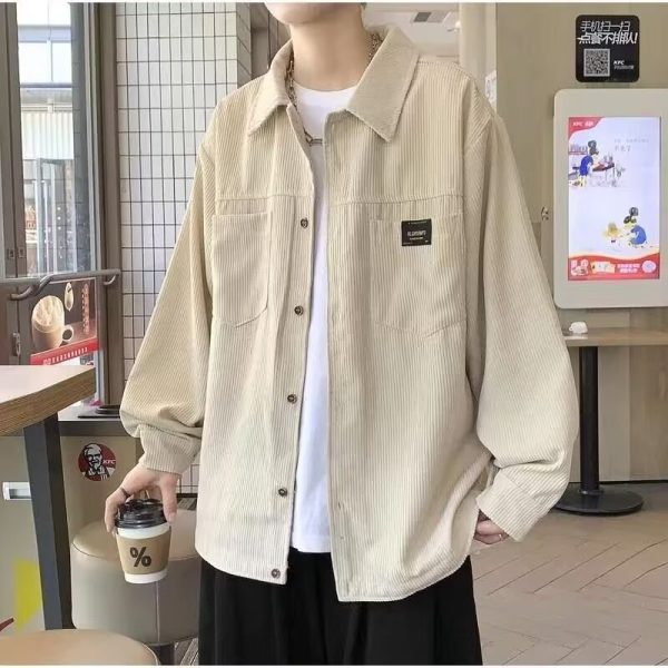 Light and shadow wall autumn loose vertical stripe long sleeve shirt jacket men's XZ908-7301-special P45 - Image 2