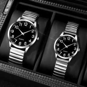 Fashion men's large numeric dial women's watch spring elastic band middle-aged and elderly watch event gift quartz watch men's watch