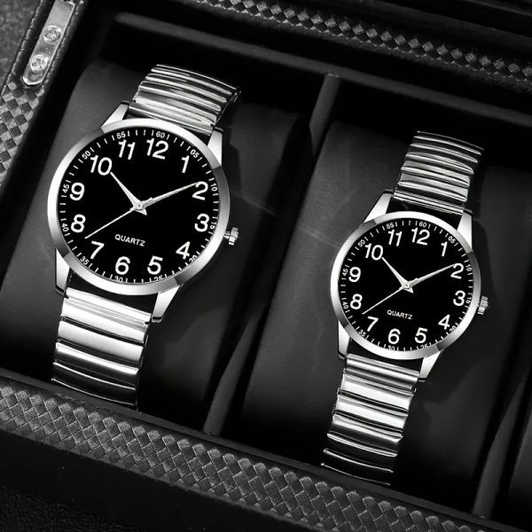 Fashion men's large numeric dial women's watch spring elastic band middle-aged and elderly watch event gift quartz watch men's watch - Image 4