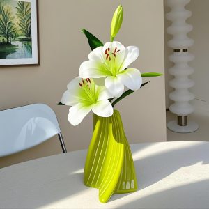 Simulated lily flower green plant decoration flower decoration living room dining table plastic vase light luxury fake floral ornament