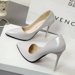 New blue high heels, stiletto heels, pointed toe, office versatile, black patent leather, disposable temperament, sexy single shoe woman