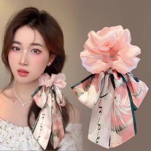 Sweet bow headband, new streamer headband, high-end high ponytail, hair rubber band, hair accessories, versatile headband