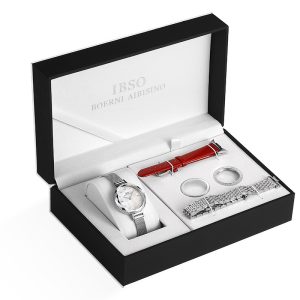 IBSO set watch stainless steel strap simple fashion trend boutique set gift watch waterproof shell cross-border watch