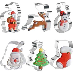 stainless steel christmas cookie mold snowman cookie mold santa snowflake fondant cookie baking tool