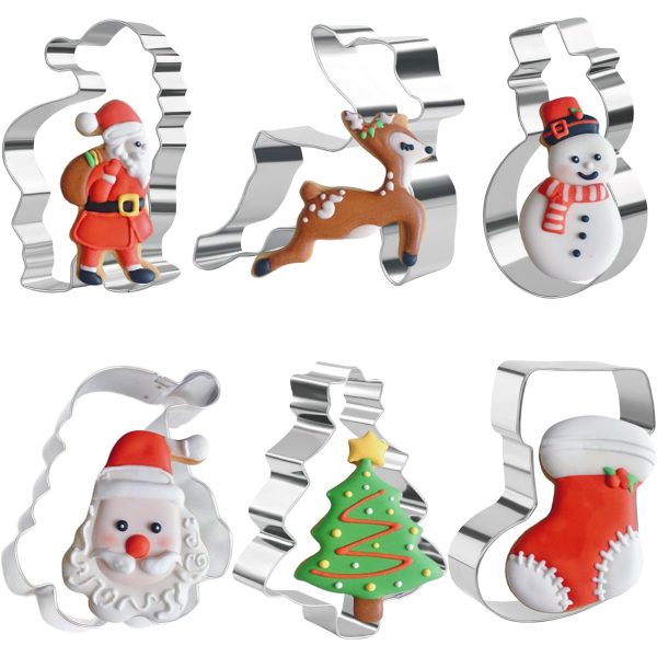 stainless steel christmas cookie mold snowman cookie mold santa snowflake fondant cookie baking tool
