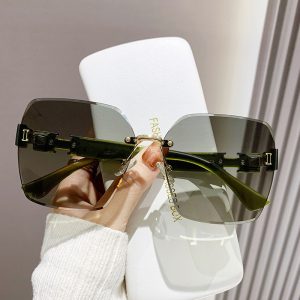 Douyin's popular Xiaohongshu with the same sunglasses, high-end rimless sunglasses, women's anti-ultraviolet driving sunglasses