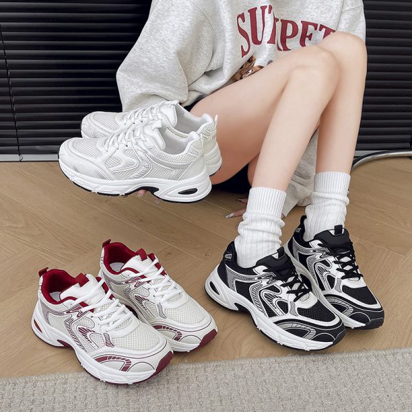 Retro color-blocking dad shoes 2025 autumn new Korean version of the couple female ins student casual shoes women's platform sports - Image 4