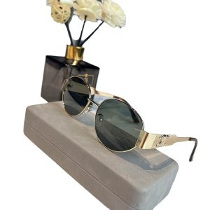Cat eye sunglasses women's luxury sense 2024 new metal small face oval retro small frame brown sunglasses