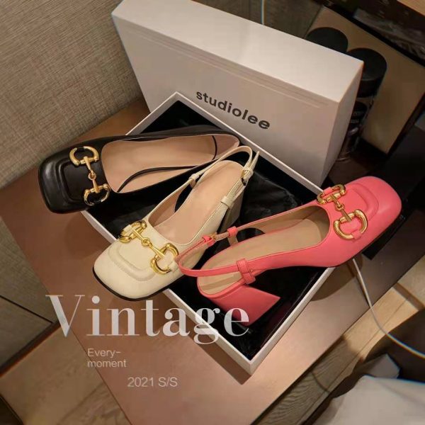 Baotou Sandals Women's 2025 New Summer Black Block Heel Heels Mary Jane Square Toe French Horsebit Singles - Image 2