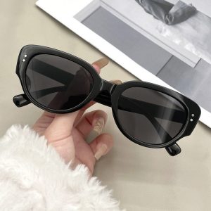 New beige retro cat eye trend sunglasses women's face show small personality wind anti-ultraviolet high-end sunglasses