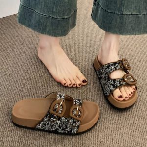 Thick-soled Birkenstock Slippers Women's Summer Wear 2025 New Super Hot Sandals Women's Flat Beach Boken Sandals