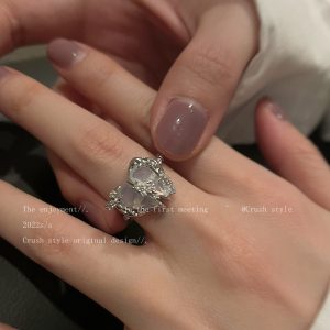 High-end butterfly zircon open ring female ins fashion personality index finger ring light luxury design niche ring