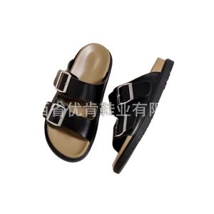Cross-border Internet celebrity same retro sandals with square buckle adjustable thick sole casual-stepping feeling Boken slippers