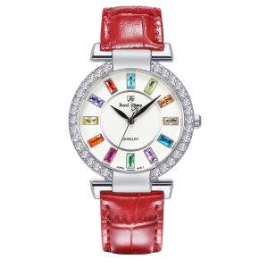 Royal Crown Fashion Watch Casual Strap Coloured Zircon Coloured Diamond Women's Watch