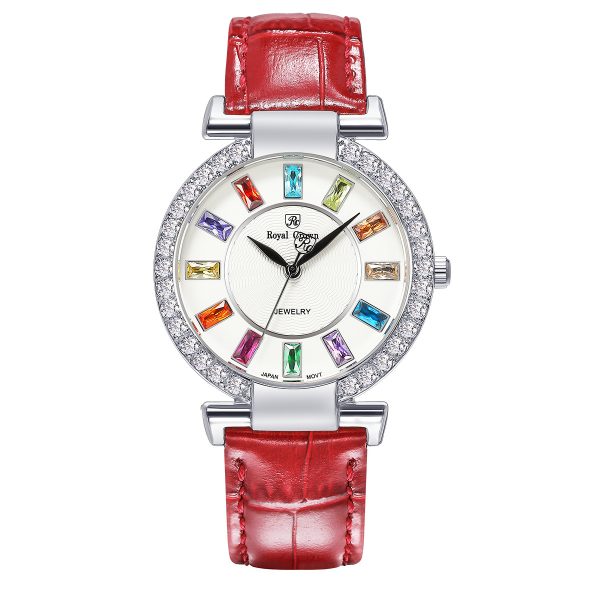 Royal Crown Fashion Watch Casual Strap Coloured Zircon Coloured Diamond Women's Watch