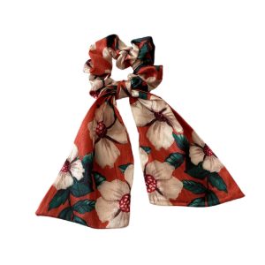 Korean Rose Scrunchie Green Oil Painting Headband 2024 New Large Intestine Streamer Ponytail Women's Hair Tie Retro Headband