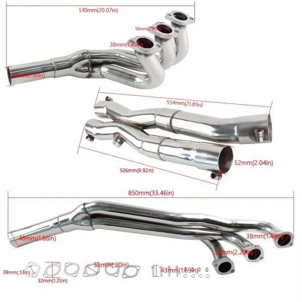 The exhaust head section of the exhaust system is suitable for 88-93 BMW E30 320I 323I 325I 325IX M20 - Image 3