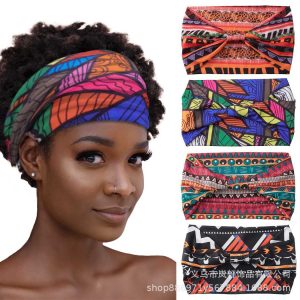 European and American women's hair bands, African print patterns, wide edges, elastic knots, sports yoga headbands, women's headwear, hair accessories