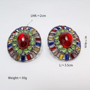 French retro marking earrings catwalk glazed Western antique heavy vintage temperament antique jewelry