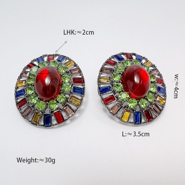 French retro marking earrings catwalk glazed Western antique heavy vintage temperament antique jewelry - Image 5