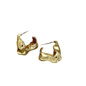 Irregular pleated lava earrings fashion vintage french stud earrings simple design sense temperament fashion earrings wholesale