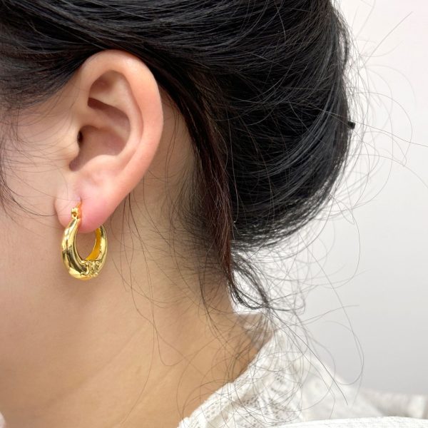 French light luxury retro high-end earrings European and American niche earrings gold metal glossy circle earrings earrings women - Image 4