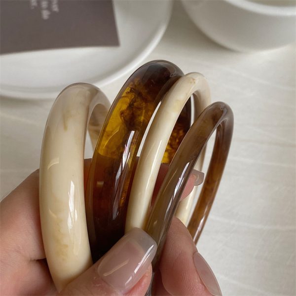 Korea Dongdaemun personality cold wind bracelet women's minimalist chic acrylic marble vintage bracelet - Image 3