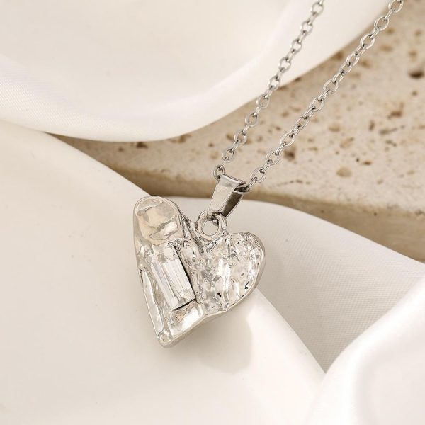 New summer small fresh sweet and versatile square diamond concave and convex love pendant necklace female cute girl jewelry wholesale - Image 3