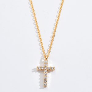 Cross-border inlaid zircon cross pendant bone chain women's personality light luxury ins-style versatile jewelry A4746