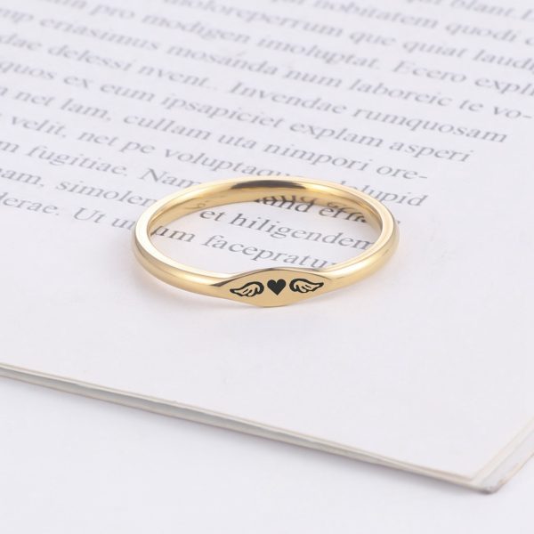 Cross-border popular angel wing rings, European and American women's simple heart-shaped tail rings, tide men's hearts, titanium steel jewelry wholesale - Image 2