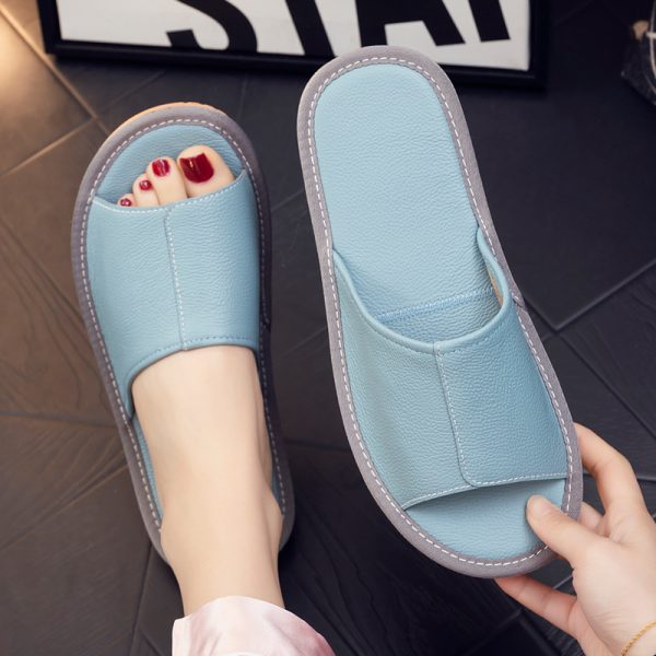 High-grade cowhide slippers home indoor floor silent non-slip home men and women leather bedroom sandals all seasons