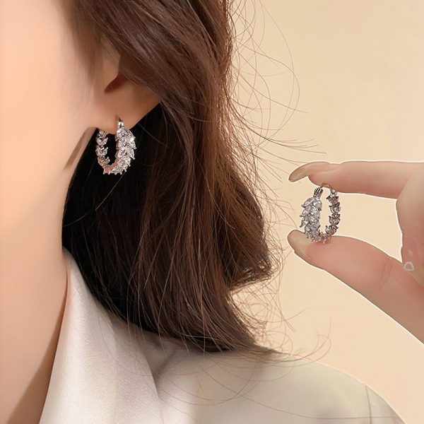 Light luxury diamond set U-shaped wheat ear buckle high-end niche design earrings French fashion new earrings women's wholesale