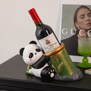 Light luxury high-end panda home wine rack resin ornaments wine cabinet living room office desktop decorations housewarming gifts