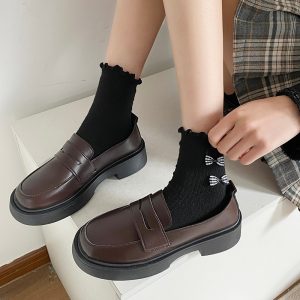British-style small leather shoes, thick-soled loafers, spring and autumn new preppy style pumps, women's shoes, one-foot single shoe trend