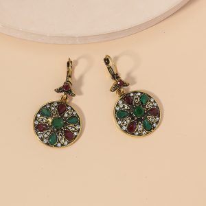 AliExpress ebay hot sale vintage bohemian ethnic style full of diamonds French buckle earrings stud earrings earrings