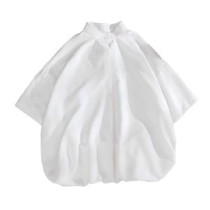 Summer ice silk short-sleeved shirt men's loose Hong Kong style Japanese small stand-up collar shirt ins trend ruffian handsome pullover top