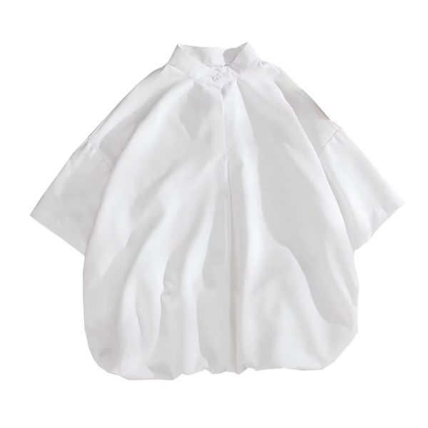 Summer ice silk short-sleeved shirt men's loose Hong Kong style Japanese small stand-up collar shirt ins trend ruffian handsome pullover top - Image 5