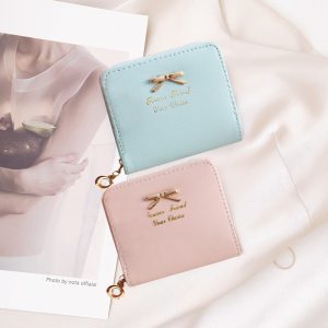 Cross-border new Korean style fashion small wallet lady bow mini wallet zipper short coin purse card holder