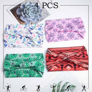 European and American women's hair bands, African print patterns, wide edges, elastic knots, sports yoga headbands, women's headwear, hair accessories