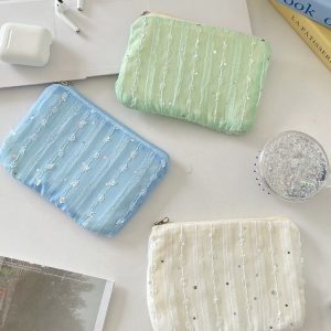5675 Sequin Three-Dimensional Chiffon Flower Coin Purse Miscellaneous Key Organizer Bag Girls' Personal Belongings Storage Bag