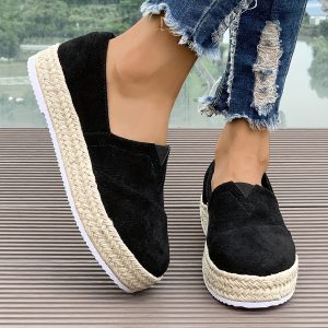 Cross-border foreign trade women's suede casual shoes 2025 new round toe flat sole comfortable one-foot beanie shoes and shoes