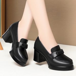 Women's shoes, women's single shoes, shallow mouth, host platform, 2025 spring and autumn new professional high-value business formal wear thick soles