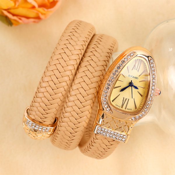 BIFANXI's new cross-border snake watch is fashionable, creative, and individual, and it is a diamond-set leather strap bracelet for women