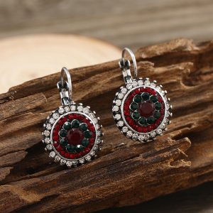 Retro bohemian ethnic style full of diamonds French buckle earrings stud earrings accessories AliExpress ebay hot sale