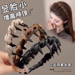 High skull headband women's high-end foreign fashion headband 2025 new anti-slip hairpin headband with tooth pressure hairpin
